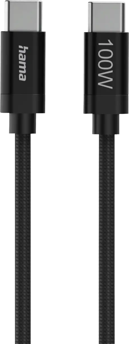 Oplaadkabel Fabric, USB-C - USB-C, 100W, 1,5 m, nylon