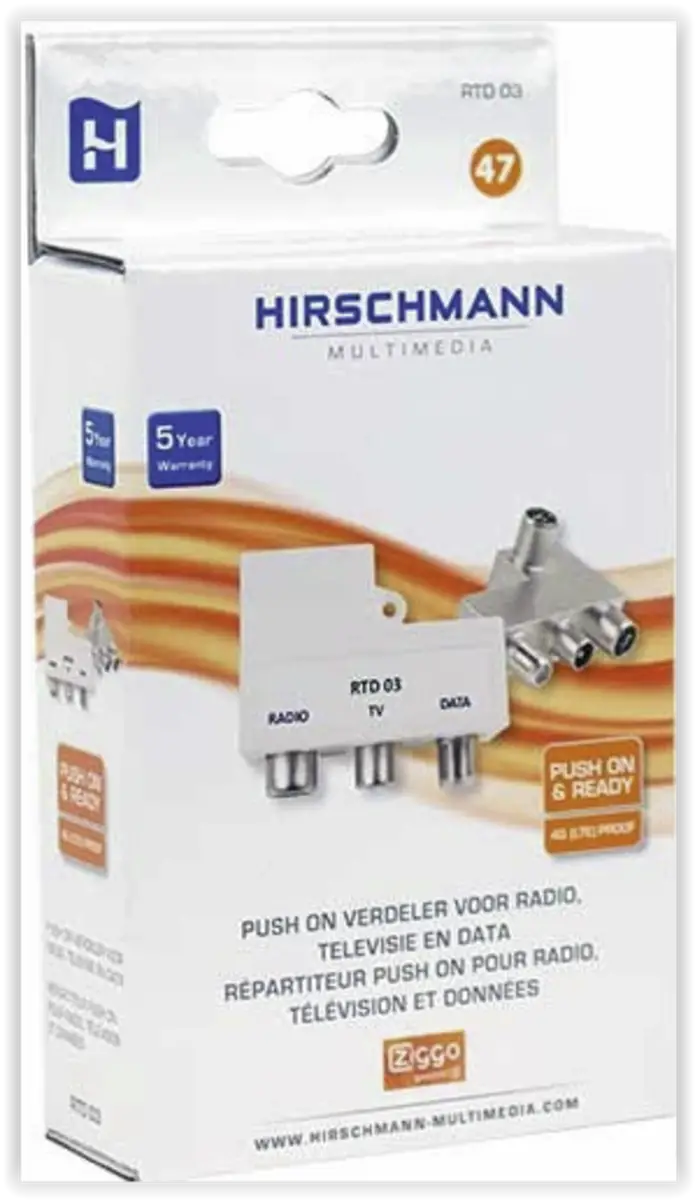 CATV push on adapter FM-TV-DATA