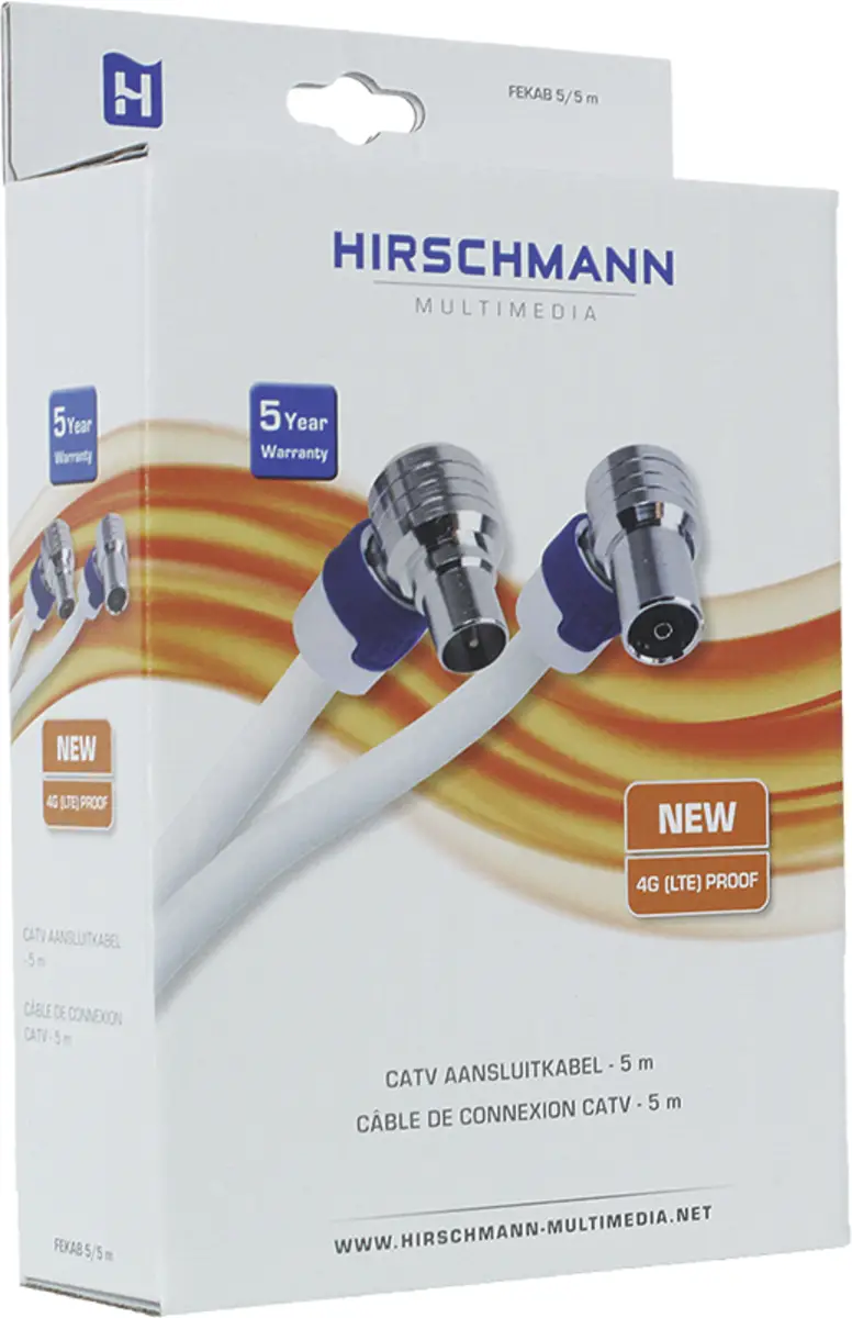 FEKAB 5/5 m Aansluitkabel IEC 5 m 4G proof