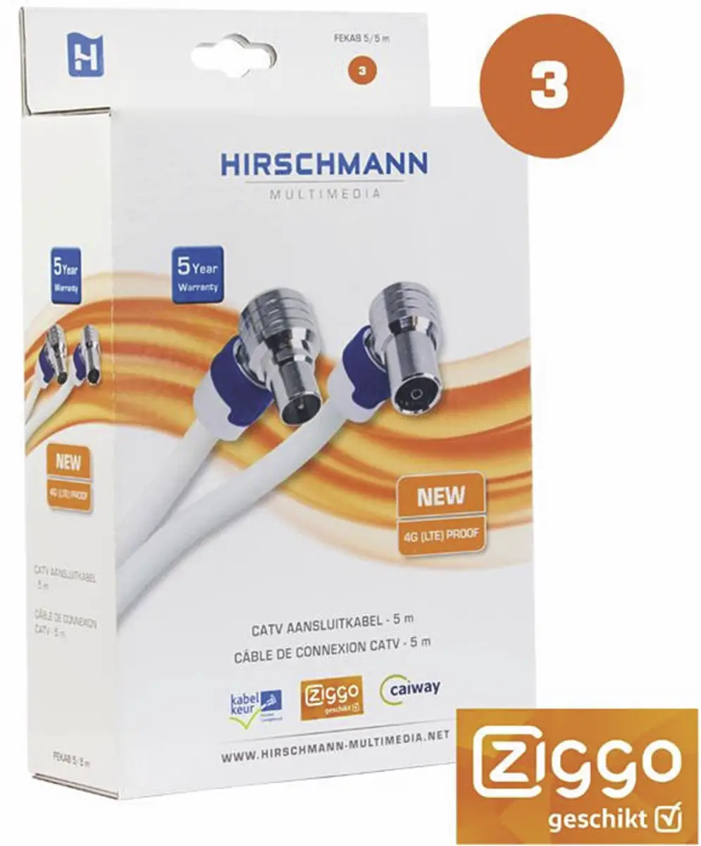 FEKAB 5/5 m Aansluitkabel IEC 5 m 4G proof