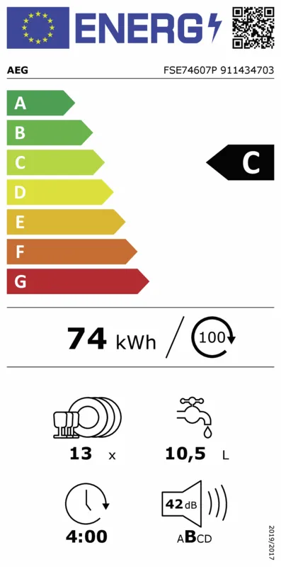 AEG FSE74607P energielabel