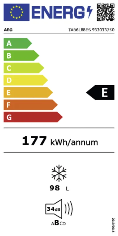 AEG TAB6L88ES energielabel