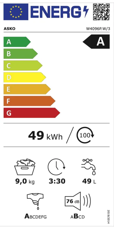 Asko W4096P.W/3 energielabel