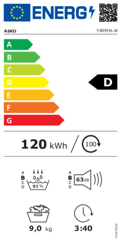 Asko T409HS.W energielabel