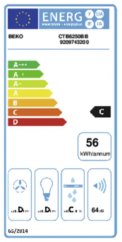 Beko CTB6250BB energielabel