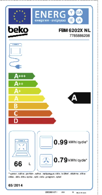 Beko FBM6202X NL energielabel