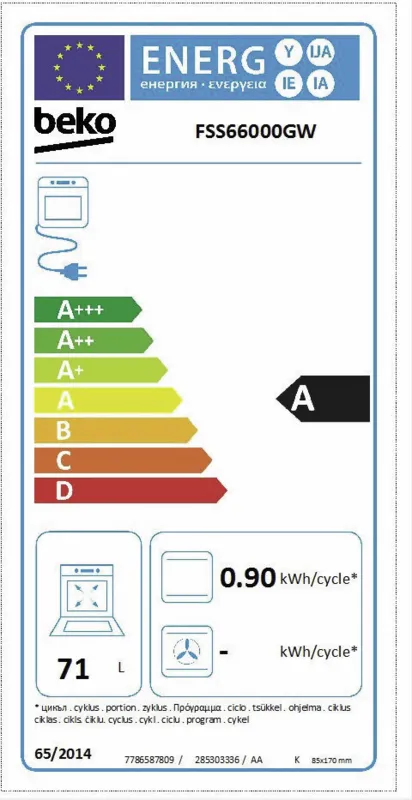 Beko FSS66000GW energielabel
