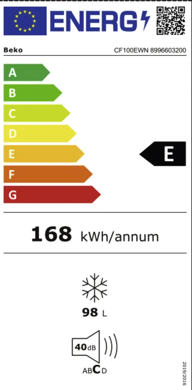Beko CF100EWN energielabel