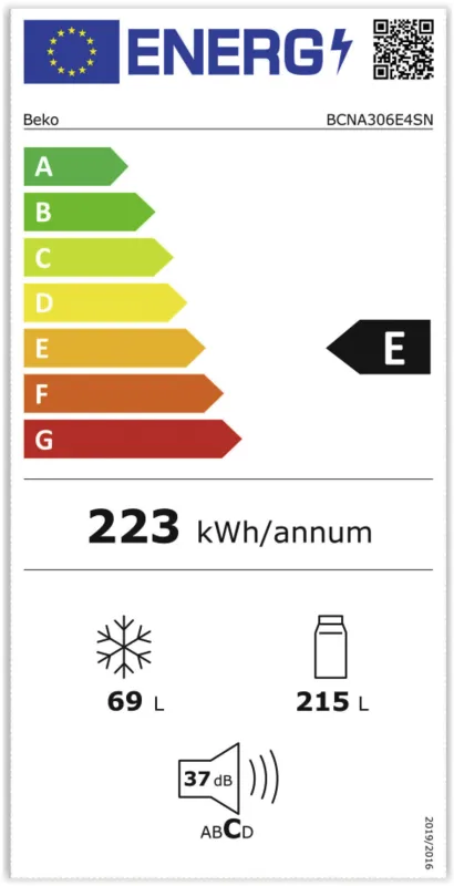 Beko BCNA306E4SN energielabel