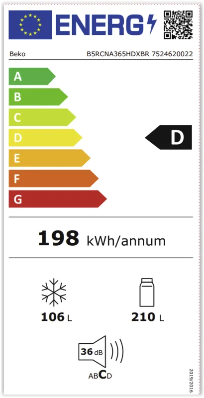 Beko B5RCNA365HDXBR energielabel