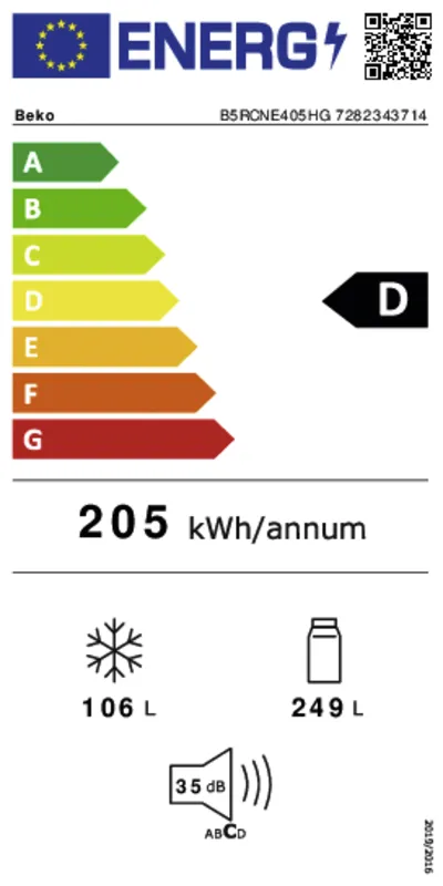 Beko B5RCNE405HG energielabel