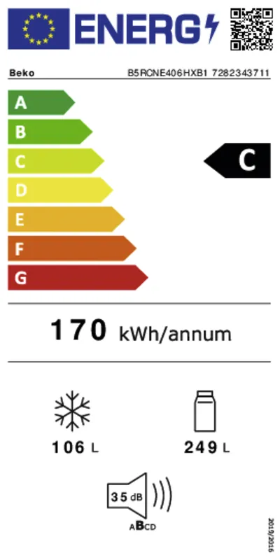 Beko B5RCNE406HXB1 energielabel