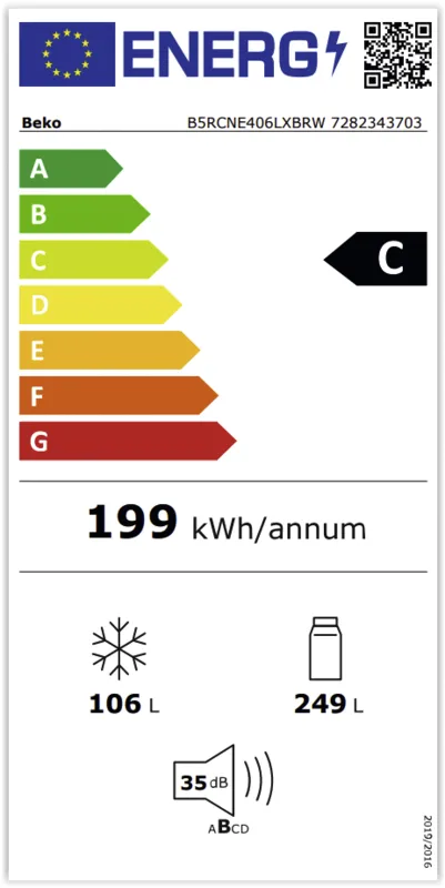 Beko B5RCNE406LXBRW energielabel
