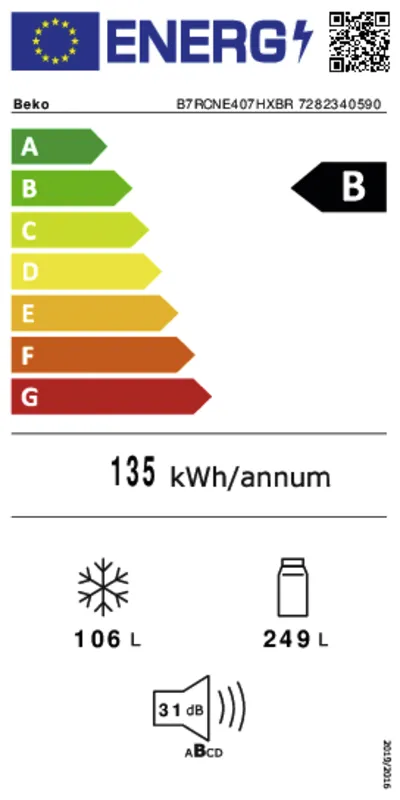 Beko B7RCNE407HXBR energielabel