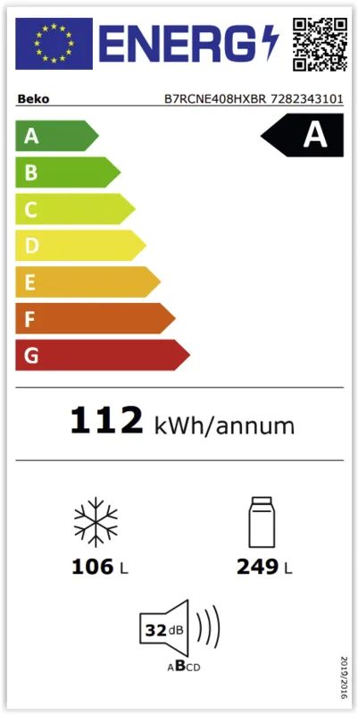 Beko B7RCNE408HXBR energielabel