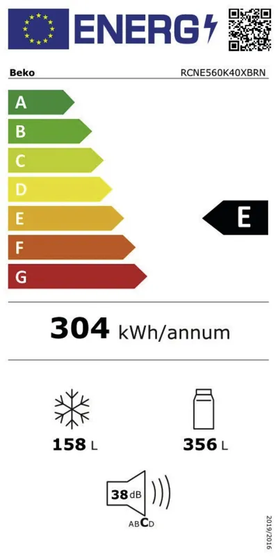 Beko RCNE560K40XBRN energielabel