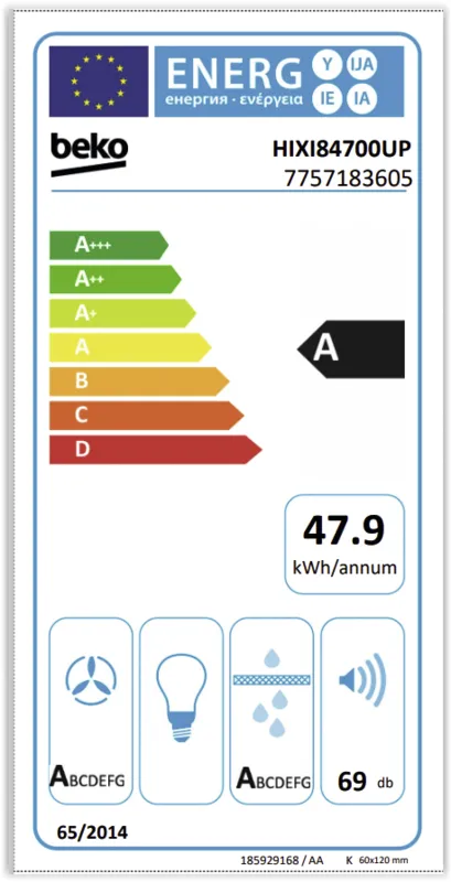 Beko HIXI84700UP energielabel