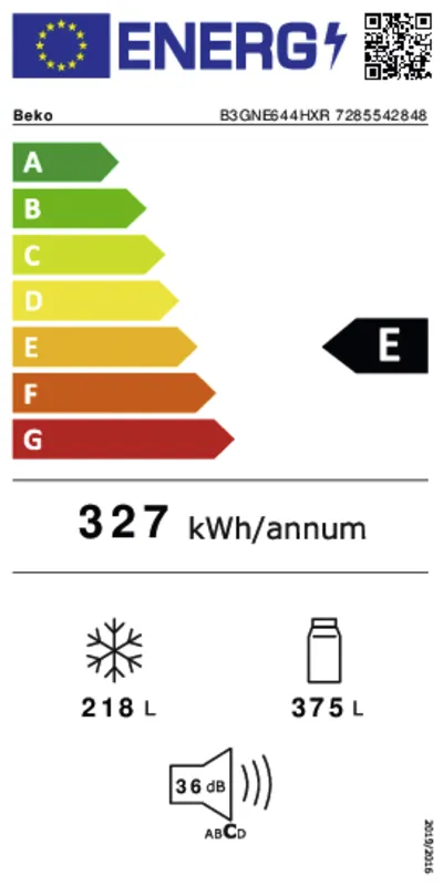 Beko B3GNE644HXR energielabel