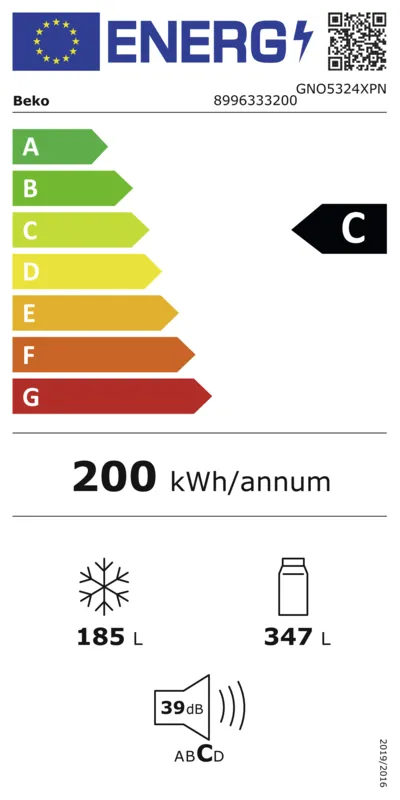 Beko GNO5324XPN energielabel