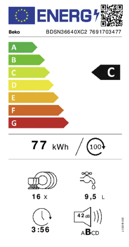 Beko BDSN36640XC2 energielabel