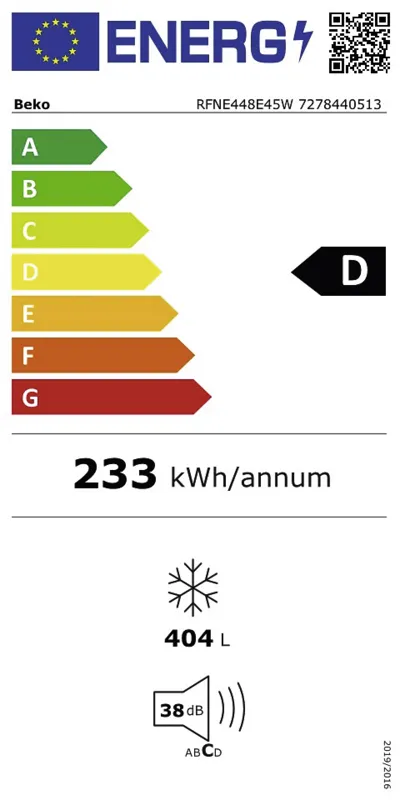 Beko RFNE448E45W energielabel