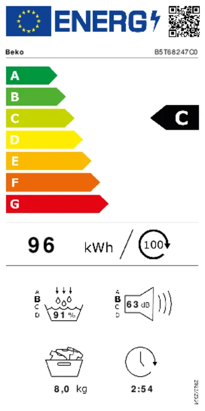 Beko B5T68247CO energielabel