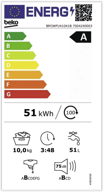Beko BM3WFU41041B energielabel