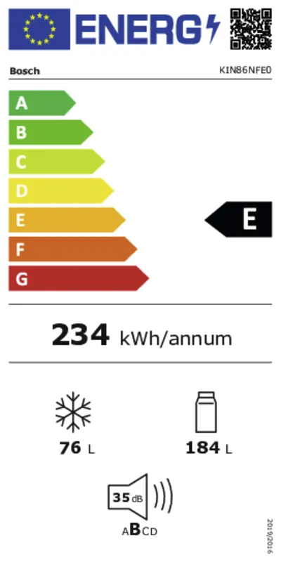 Bosch KIN86NFE0 energielabel