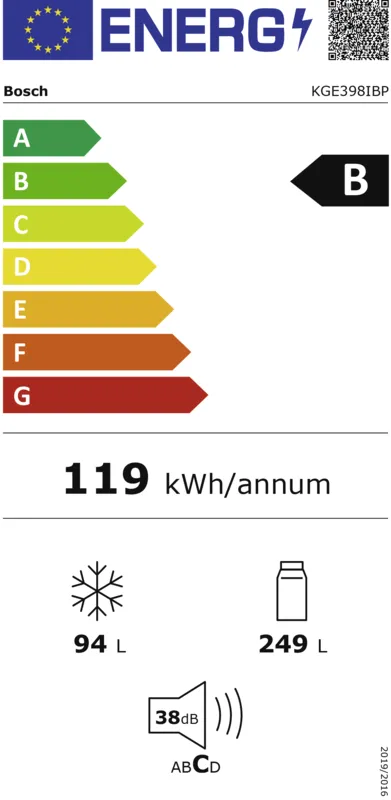 Bosch KGE398IBP energielabel