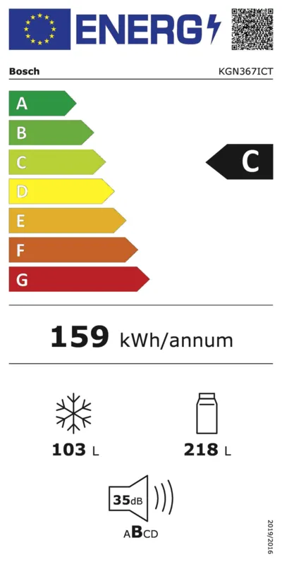 Bosch KGN367ICT energielabel