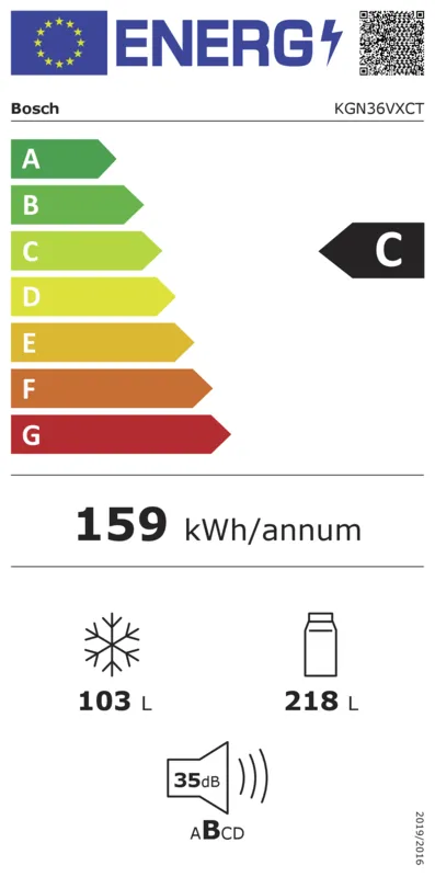 Bosch KGN36VXCT energielabel