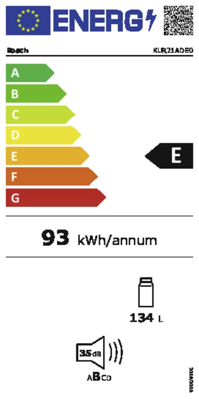Bosch KUR21ADE0 energielabel