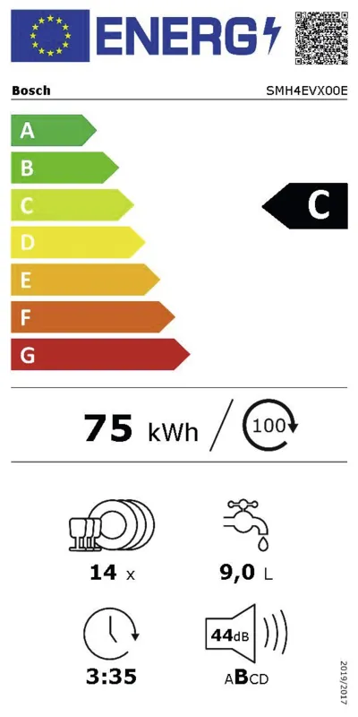 Bosch SMH4EVX00E energielabel