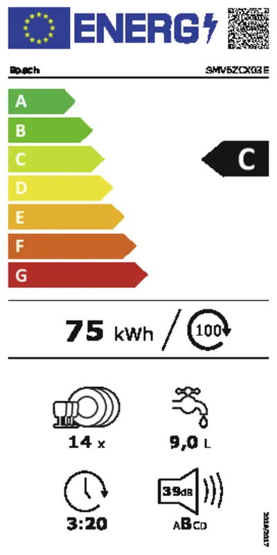 Bosch SMV6ZCX03E energielabel