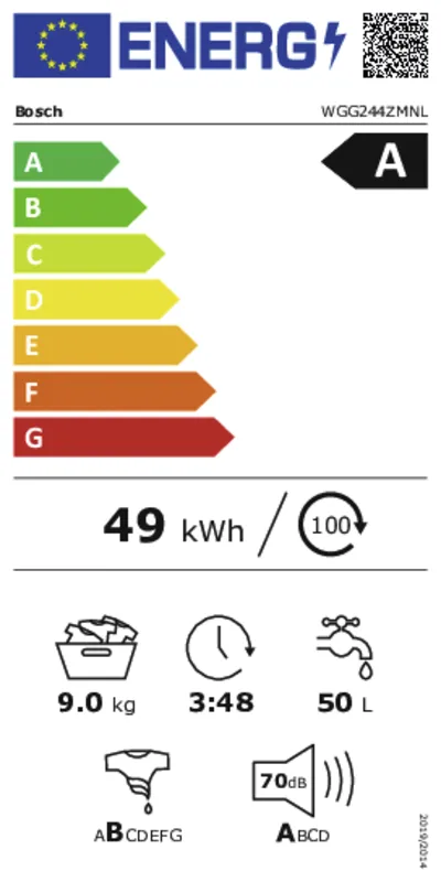 Bosch WGG244ZMNL energielabel