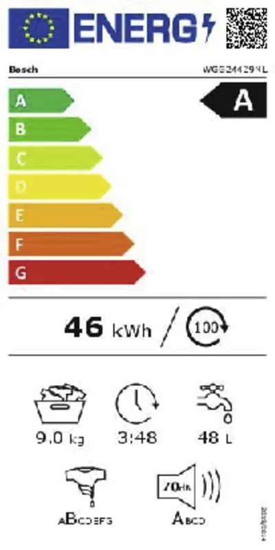 Bosch WGG246Z9NL energielabel