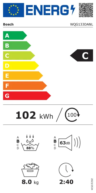 Bosch WQG133DANL energielabel