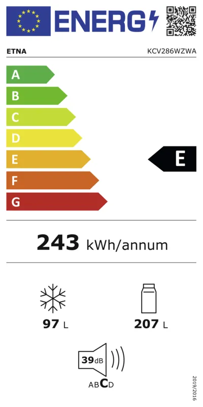 Etna KCV286WZWA energielabel