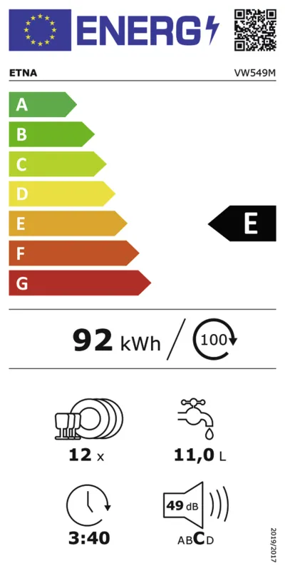 Etna VW549M energielabel