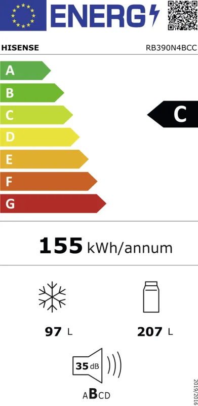 Hisense RB390N4BCC energielabel