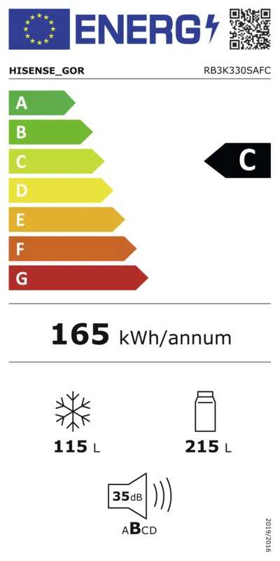 Hisense RB3K330SAFC energielabel