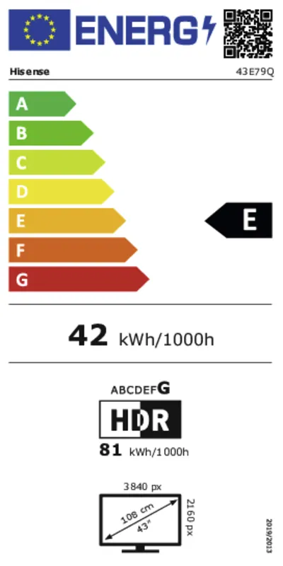 Hisense 43E79Q energielabel