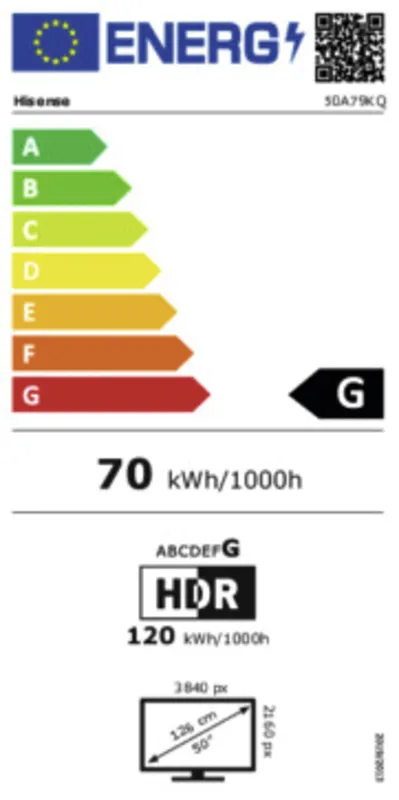 Hisense 50A79KQ energielabel