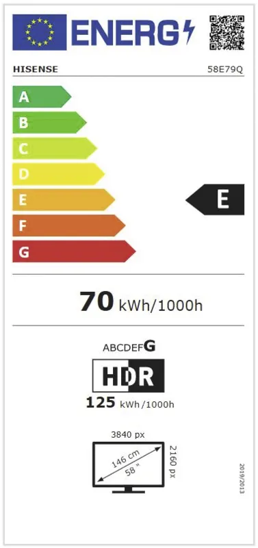 Hisense 58E79Q energielabel