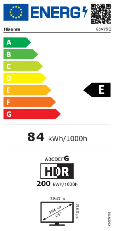 Hisense 65A79Q energielabel