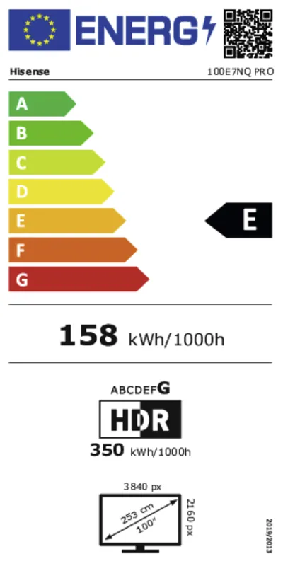Hisense 100E7NQ PRO energielabel