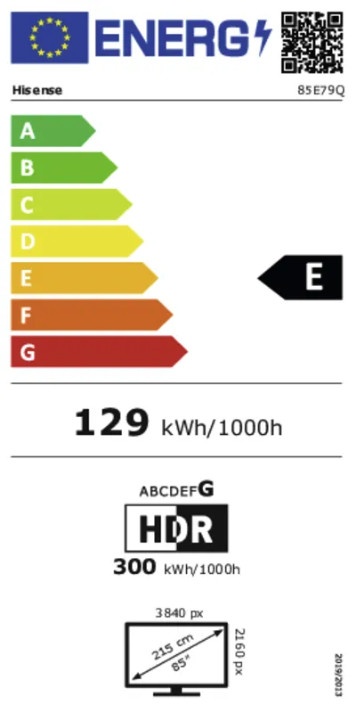 Hisense 85E79Q energielabel