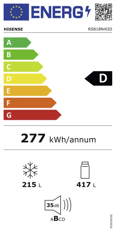 Hisense RS818N4IID energielabel