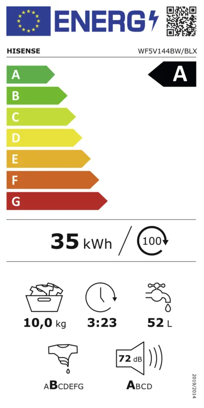 Hisense WF5V144BW/BLX energielabel