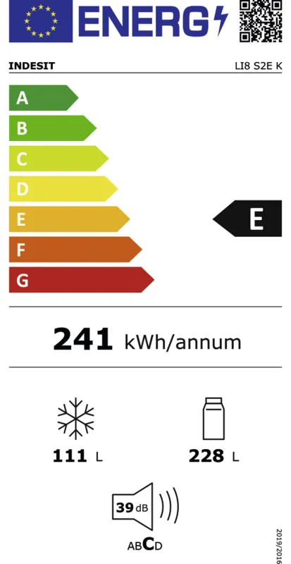 Indesit LI8 S2E K energielabel